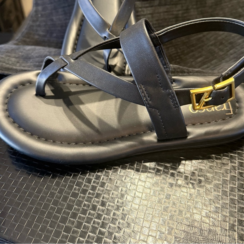 Franco Sarto Black Cross-Strap Sandals - Picture 6 of 7